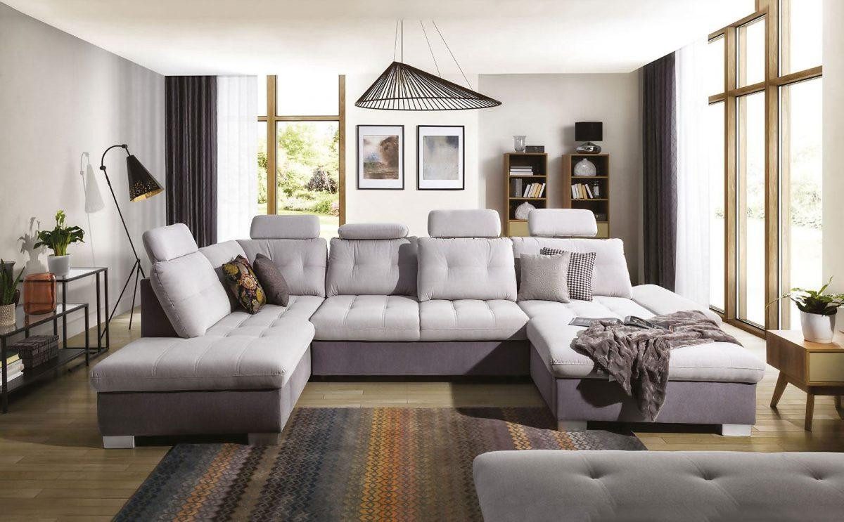 Xlmoebel Wohnlandschaft Klassische Wohnlandschaft mit Ecksofa und Schlaffunktion in Grau, Hergestellt in Europa