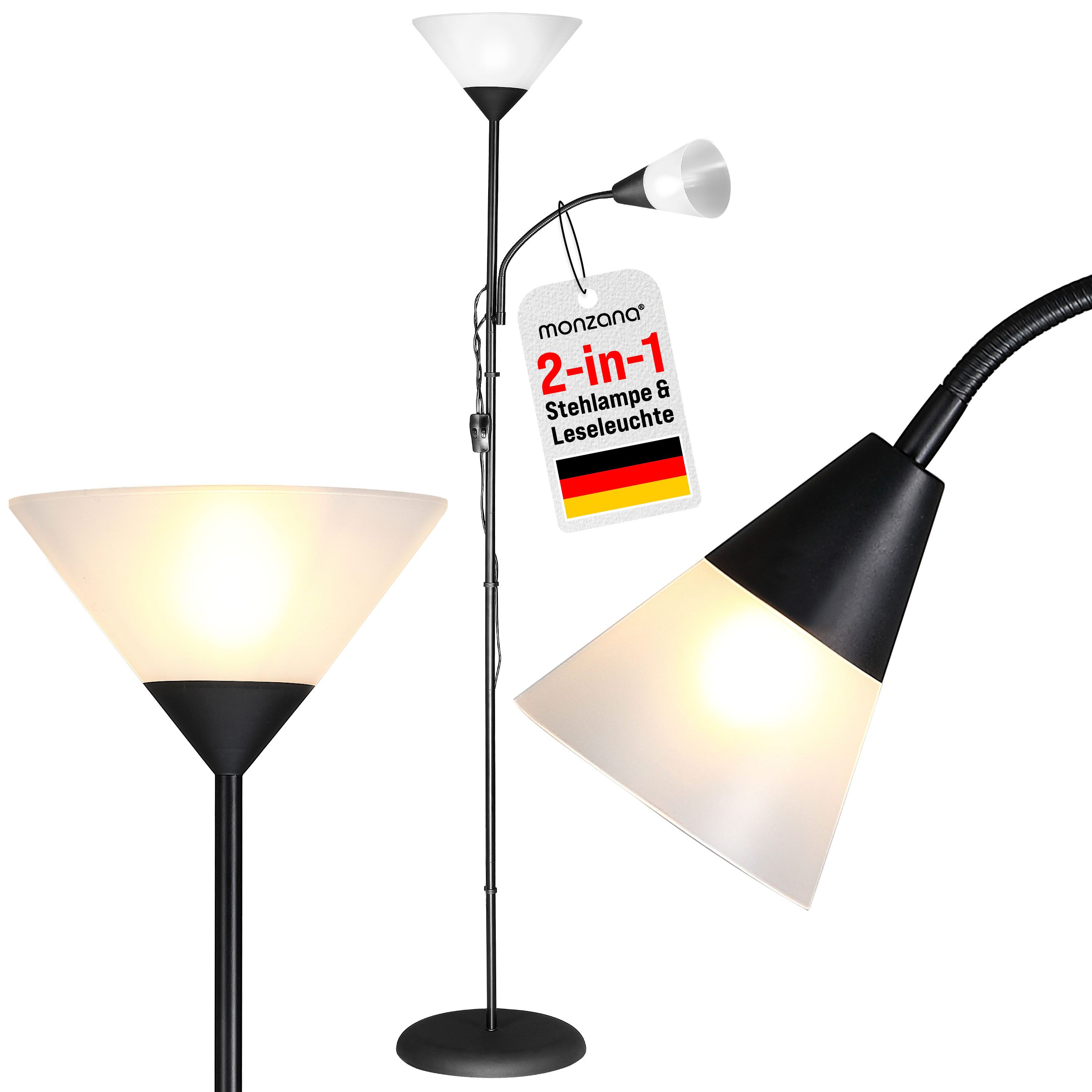 monzana Stehlampe Alissa, Stehlampe 175 cm Weiß Verstellbar Stehleuchte Deckenfluter