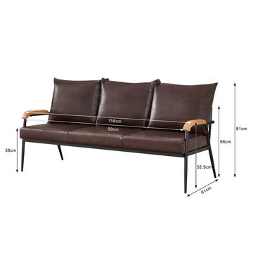 CLIPOP Sofa 3-Sitzer Sofa, Kunstleder Weiches Lounge Sofa