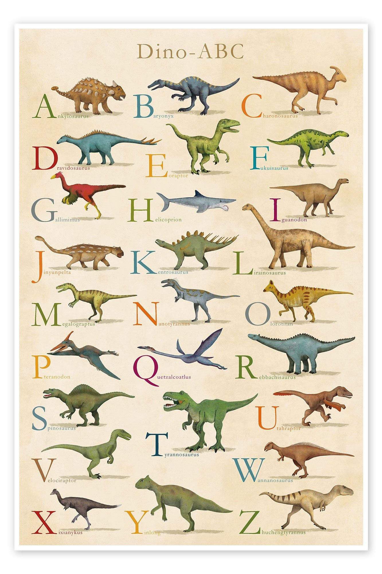 Posterlounge Poster coico, Dino ABC, Klassenzimmer günstig online kaufen