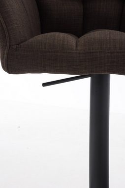 TPFLiving Barhocker Damaso (mit Rückenlehne und Fußstütze - Hocker für Theke & Küche), 360° drehbar - Metall schwarz matt - Sitzfläche: Stoff Braun