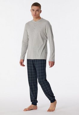 Schiesser Pyjama "Fine Interlock" (2 tlg) mit Serafino-Kragen und funktionaler Knopfleiste