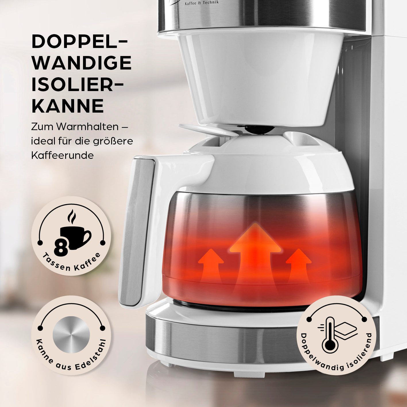 Barista Filterkaffeemaschine mit digitalem Touch-Display mit Mahlwerk + Isolierkanne