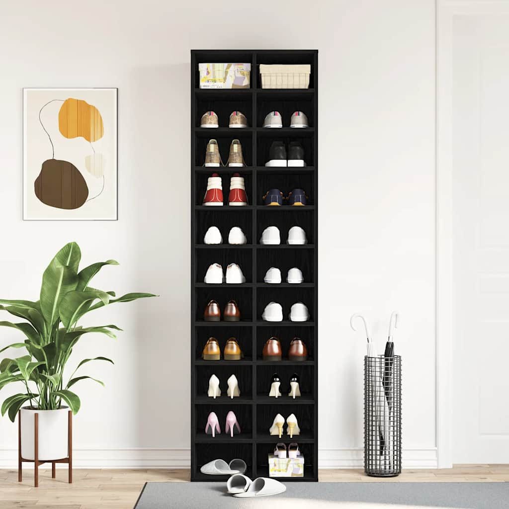 vidaXL Schuhregal Schuhschrank Schwarz Eichen-Optik 54x34x183 cm Holzwerkst günstig online kaufen
