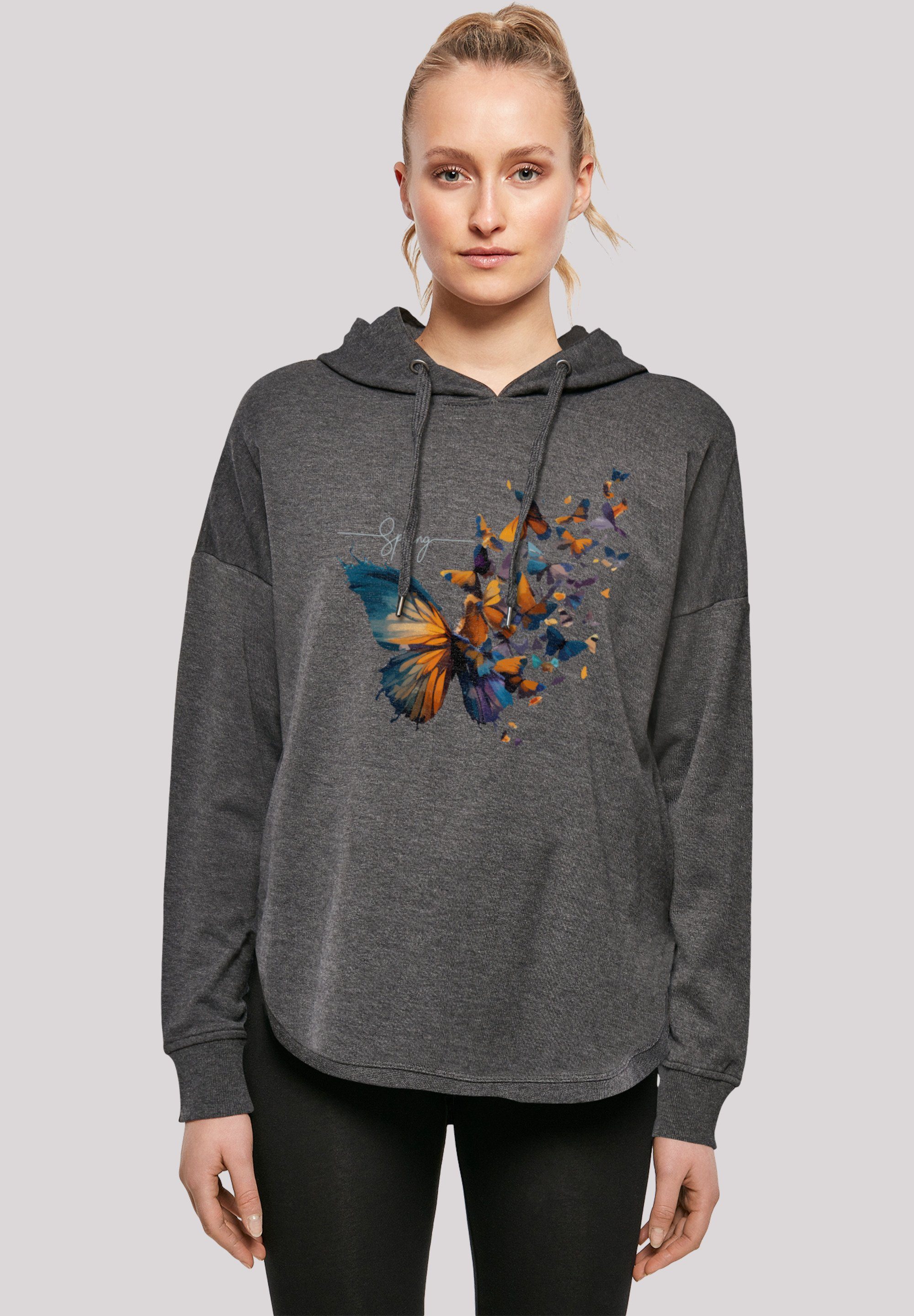 F4NT4STIC Kapuzenpullover Schmetterling Frühling Oversize Hoodie Print charcoal