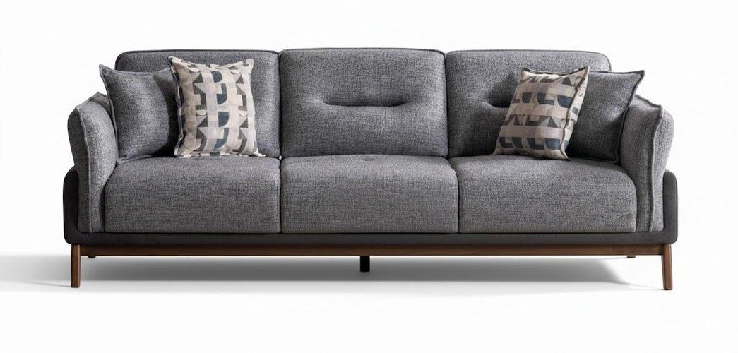 JVmoebel 3-Sitzer 3-Sitzer-Sofa Dunkelgrau Moderner Stil Holzrahmen Weiche Armlehnen, 2 Teile