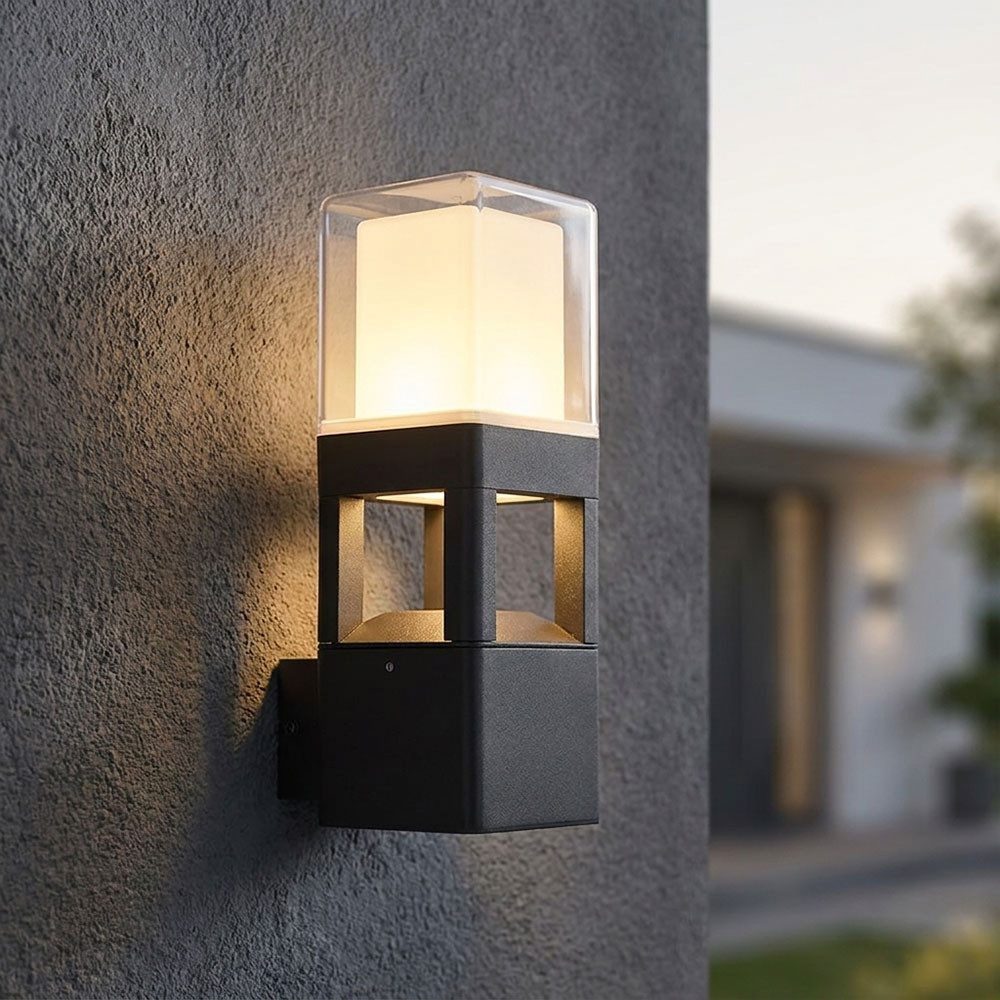 WOFI LED Außen-Wandleuchte, LED-Leuchtmittel fest verbaut, Warmweiß, LED Wandleuchte Aussen Fassadenleuchte Außen LED Wandlampe