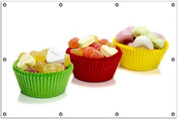 Wallario Sichtschutzzaunmatten Sweets - Süßigkeiten-Muffins in der Küche