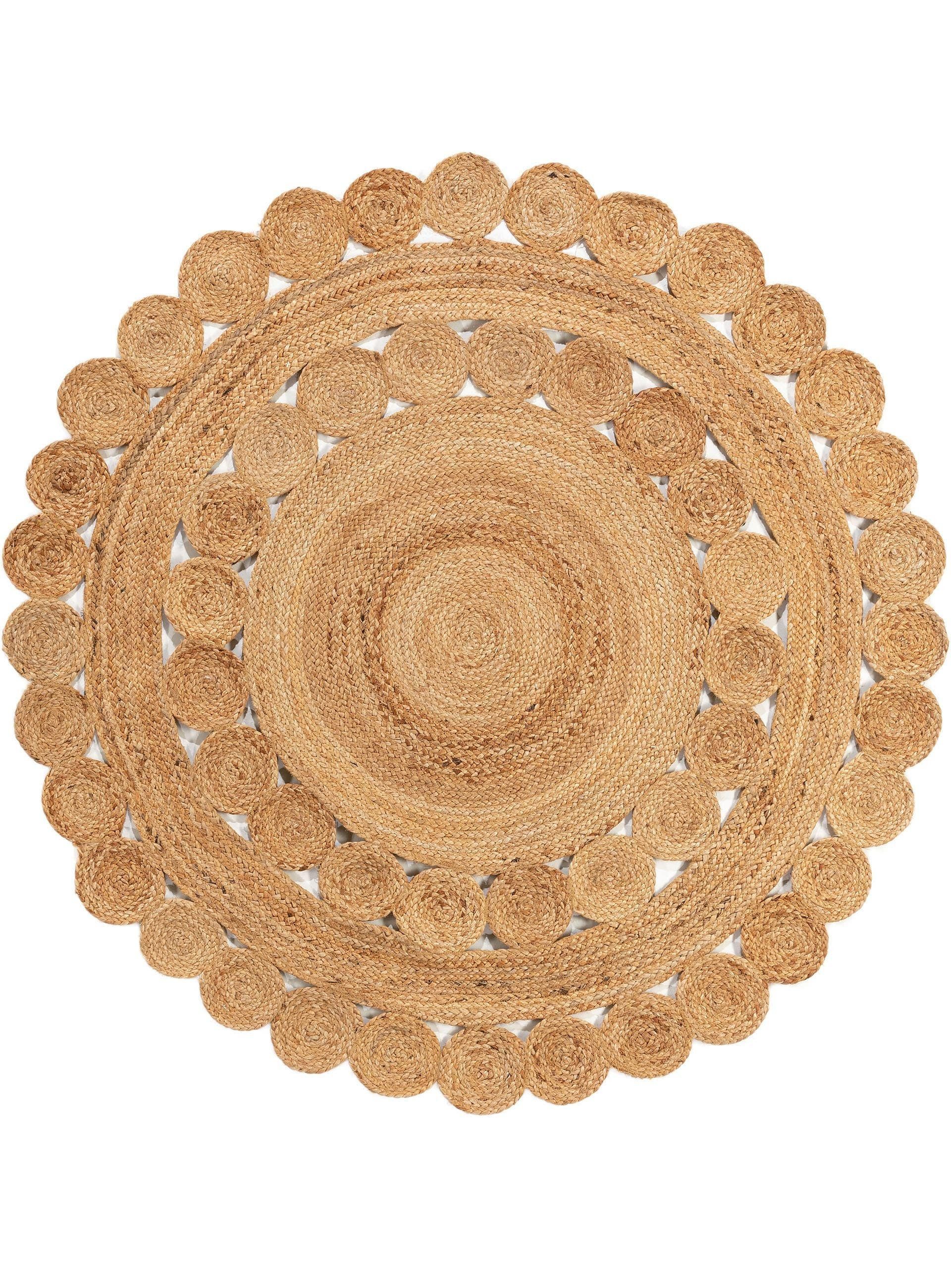 benuta Teppich Jutta, rund, Höhe: 5 mm, Hangefertigter Juteteppich, Zeitlos günstig online kaufen