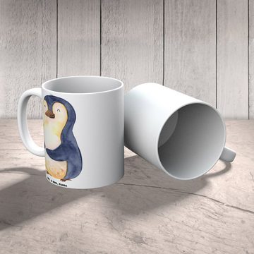 Mr. & Mrs. Panda Tasse Pinguin Diät - Weiß - Geschenk, XL Becher, Große Tasse, XL Tasse, Kör, XL Tasse Keramik, Großes Füllvolumen