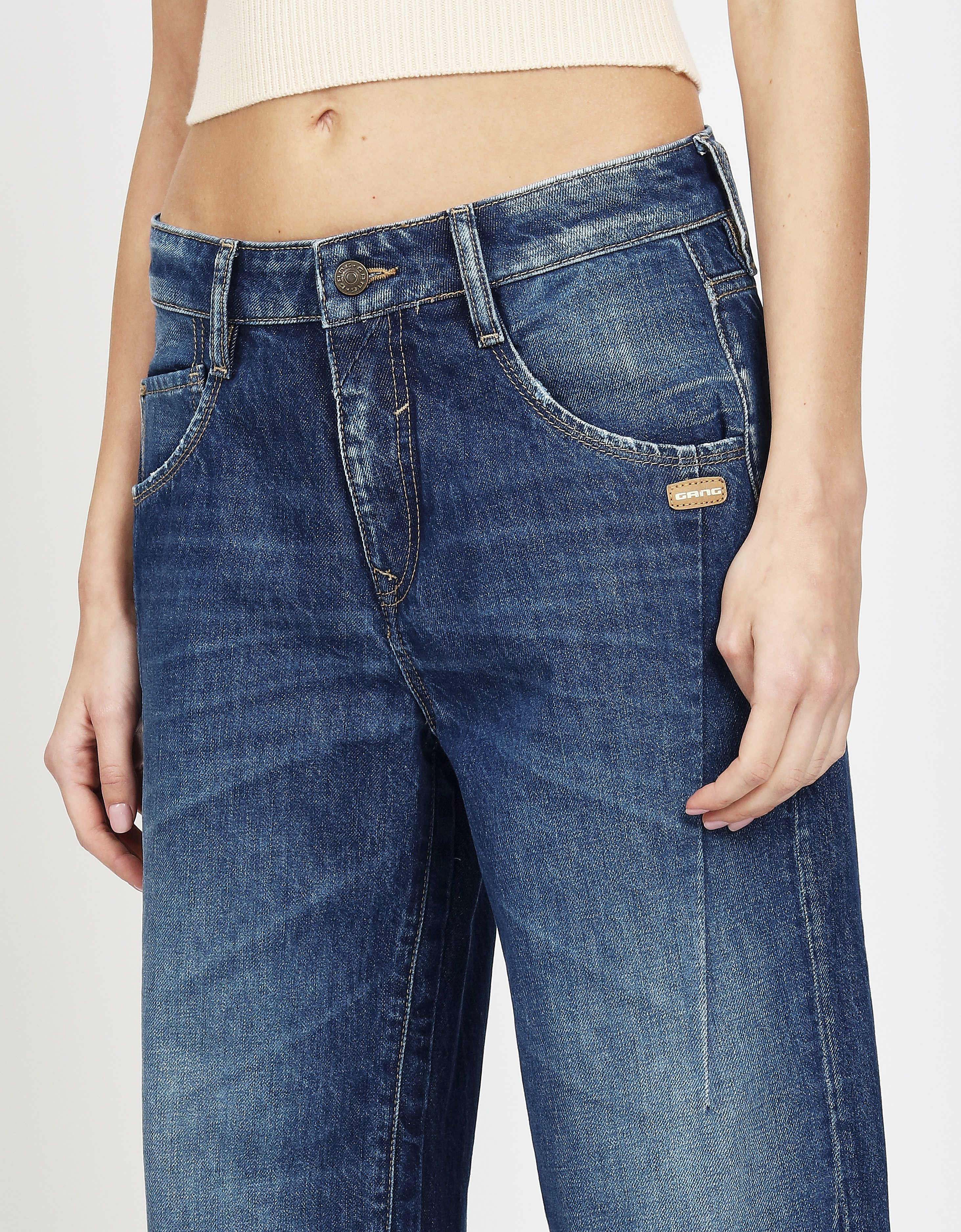 GANG Loose-fit-Jeans 94CLAIRE mit Bindegürtel und Naht am Oberschenkel, Baggy Fit