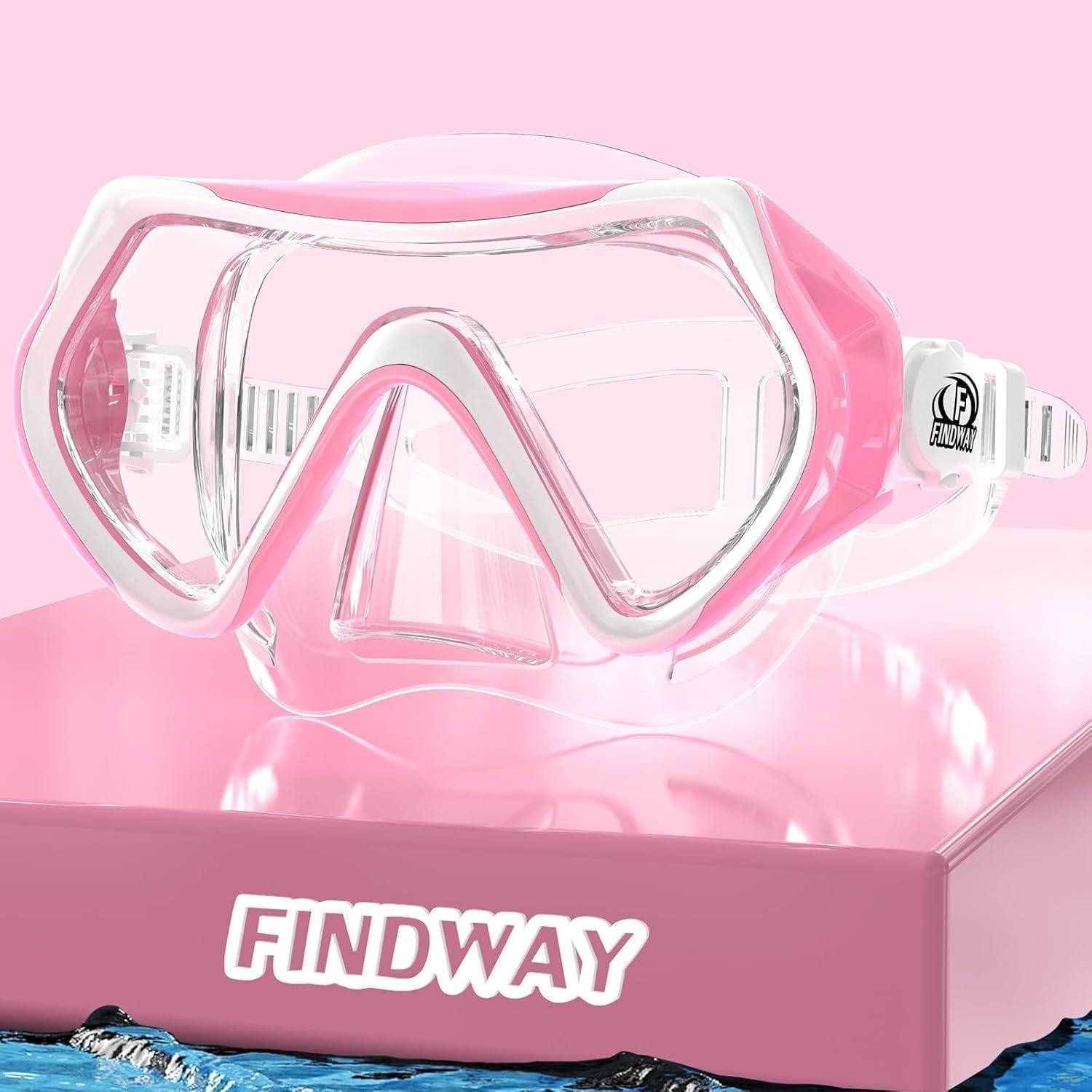 LuxusKollektion Tauchermaske Taucherbrille Tauchermaske HD Glas Silikonband Antileck Rosa Weiß