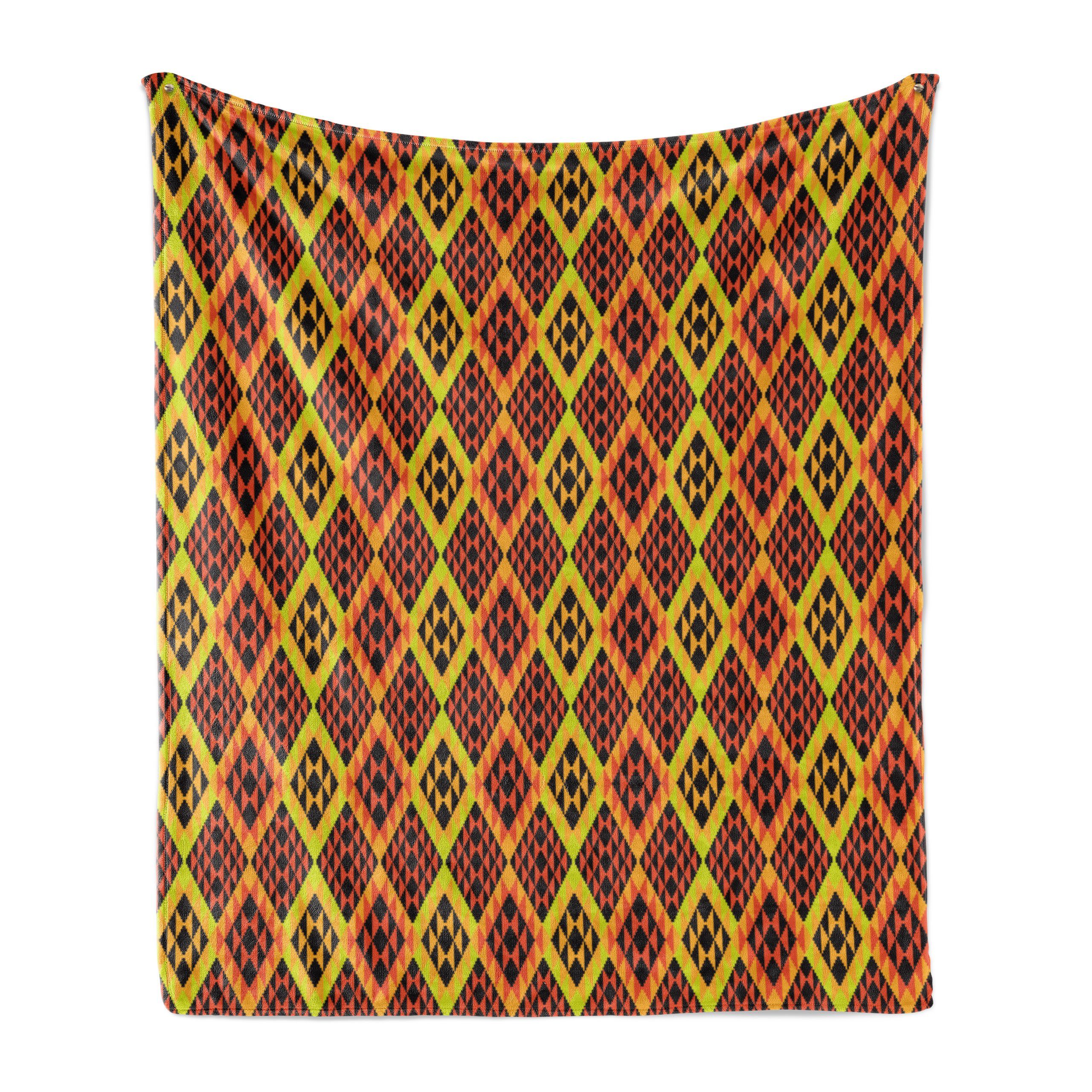 Wohndecke Gemütlicher Plüsch für den Innen- und Außenbereich, Abakuhaus, Kente Muster peruanische Rhombus