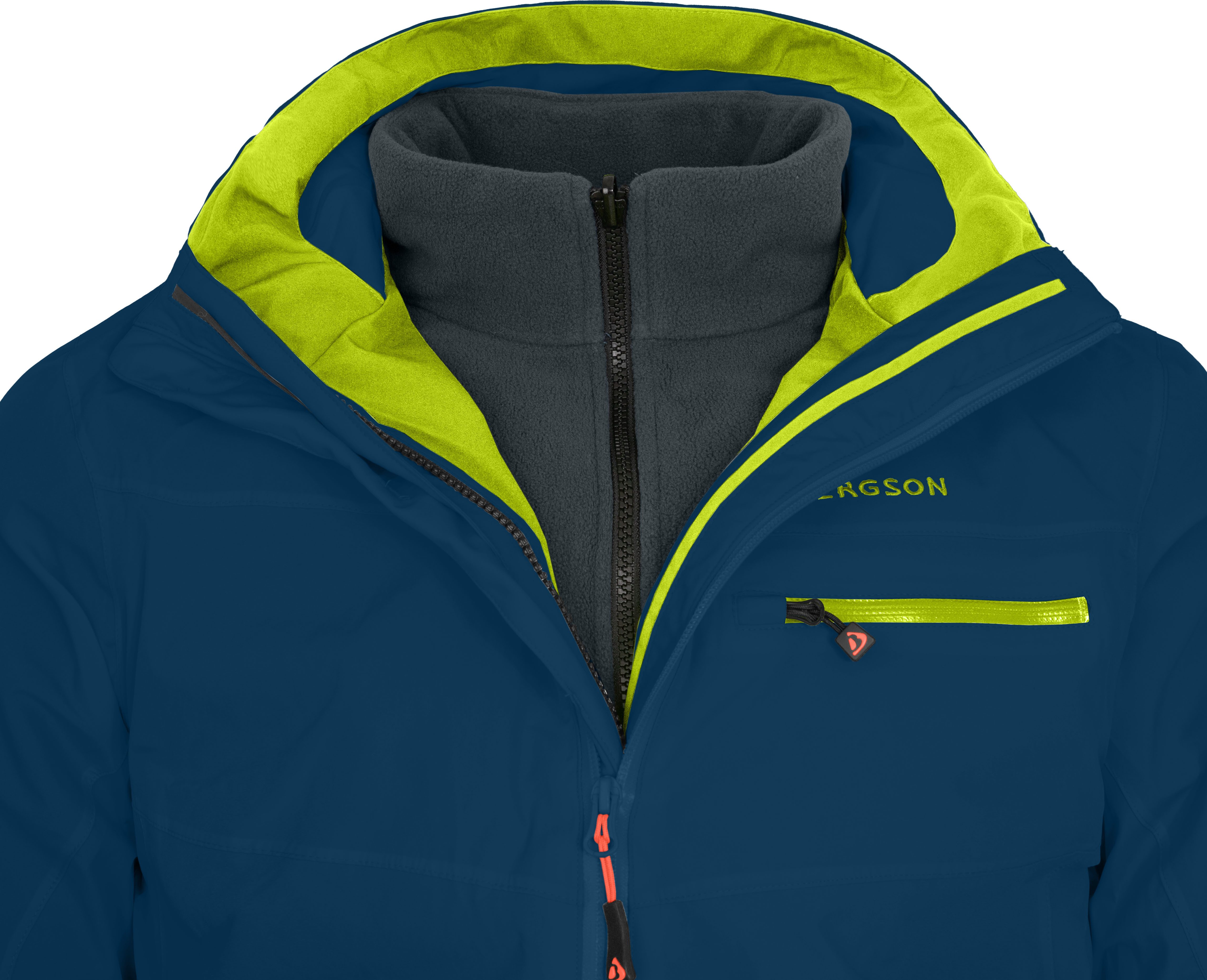 Bergson Regenjacke TALLMOS 3in1 Doppeljacke Herren Regenjacke, Fleece Innenjacke, 20000 mm Wassersäule, Normalgrö