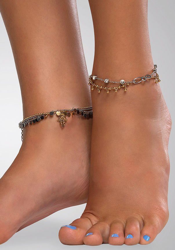 Engelsrufer Fußkette BOHO Triangle Bicolor