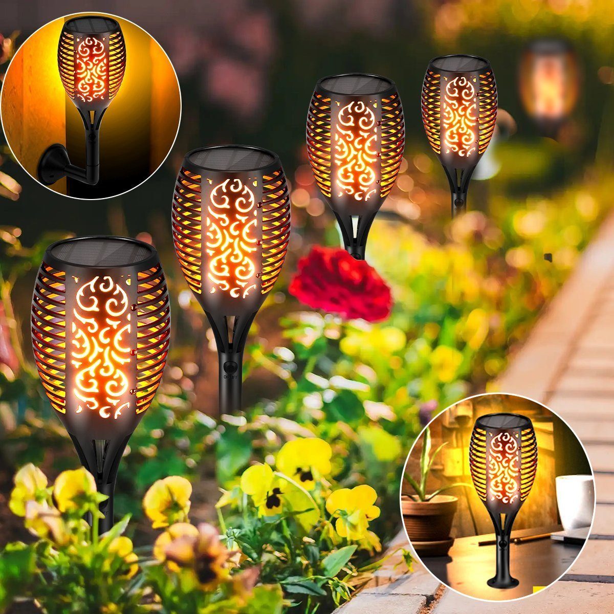 oyajia LED Solarleuchte 4x Solarleuchte LED günstig online kaufen