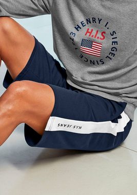 H.I.S Sweatshorts seitlicher Streifen mit Logodruck