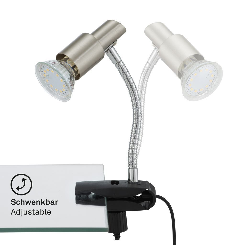 Briloner Leuchten Tischleuchte 2877-012P, LED wechselbar, 2700K - Extra-Warmweiß, matt-nickel, GU10