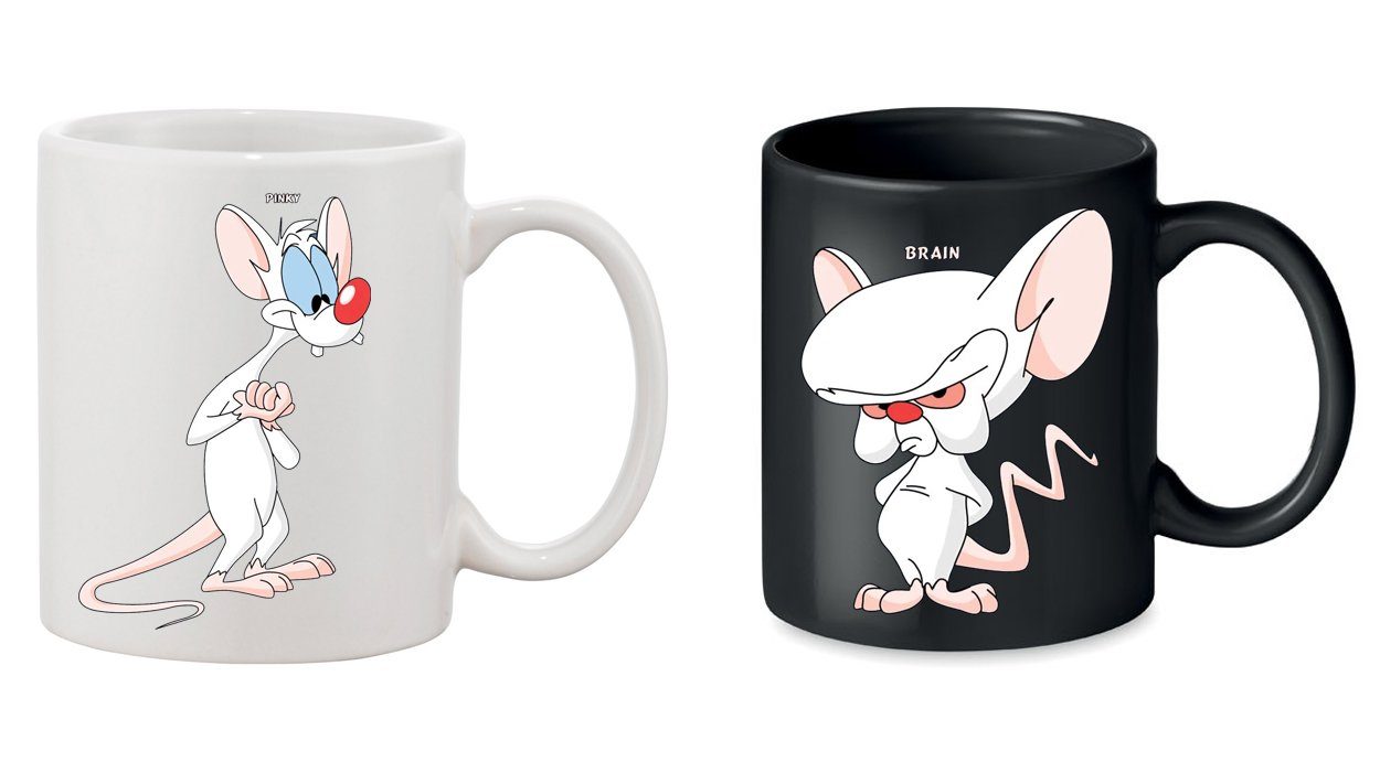 Blondie & Brownie Tasse Pinky Brain Weltherrschaft im SET Friends Paar, Keramik