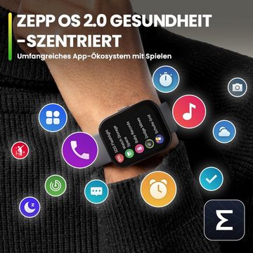 Amazfit Bip 5 Frauen und Männer. Smartwatch (1,91 Zoll, Android / iOS), Mit Bluetooth-Anruf, GPS und 4 Satelliten-Positionierungssystemen