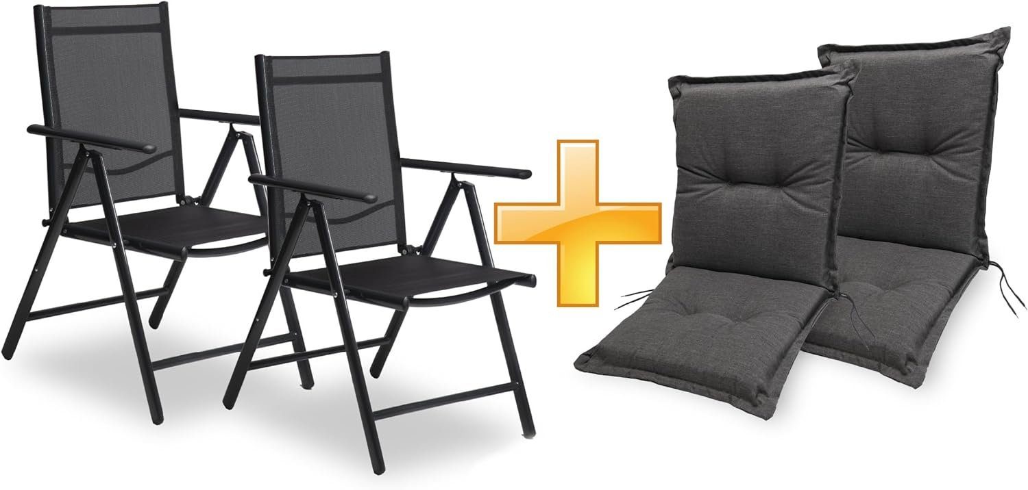 sunnypillow Gartenstuhl Set Gartenstuhl und Gartenstuhlauflage Niedriglehner Indoor / Outdoor, 100 x 50 x 9 cm Auflage wasserdicht UV-lichtecht
