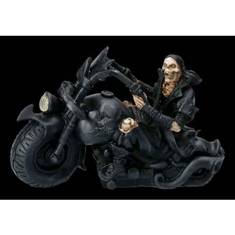 Figuren Shop GmbH Dekofigur Skelett Figur mit Motorrad - Screaming Wheels - Fantasy Gothic Dekoration