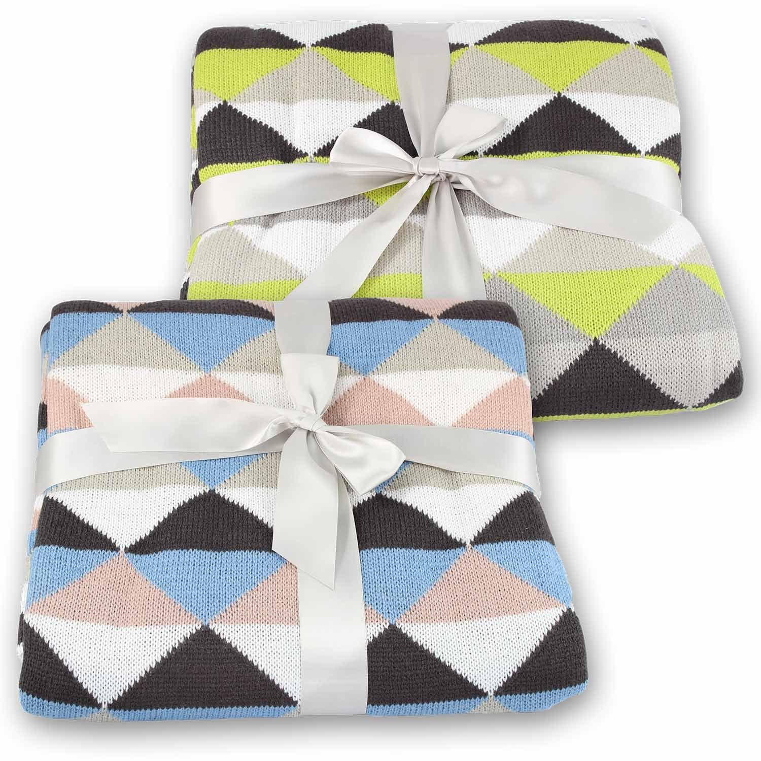 Wolldecke Wohndecke Kuscheldecke Strickdecke Plaid 130x160 cm, EXKLUSIV HEIMTEXTIL, Rautenmuster