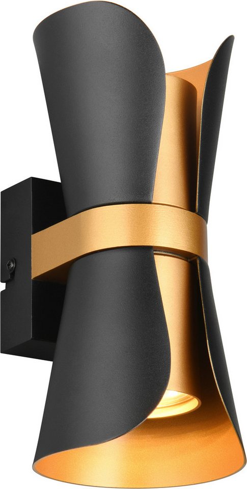 TRIO Leuchten Wandleuchte COAT, up-and-down Wandlampe exkl 2x GU10 max 10W, zweifarbig, Leuchtmittel wechselbar, warmweiß - kaltweiß, moderne Design Wandleuchte für wechselbare Leuchtmittel, 21cm hoch