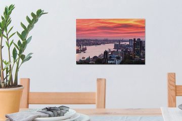 OneMillionCanvasses® Leinwandbild Hamburg - Hafen - Stadt, (1 St), Wandbild Leinwandbilder, Aufhängefertig, Wanddeko, 30x20 cm