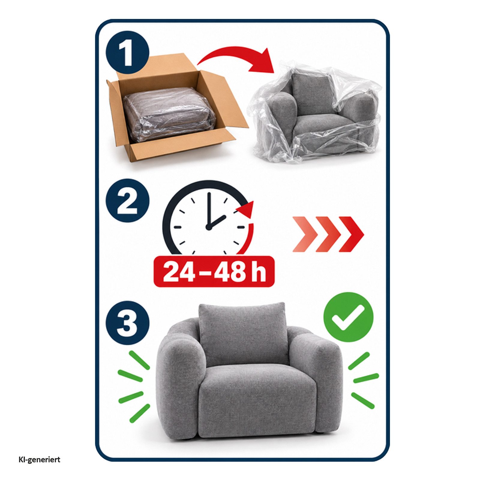 HTI-Living Loungesessel Softsessel Adina mit Hocker Grau Bodensessel 103 x 70 x 90 cm (Set, 2-St), gemütliche Sitzhöhe – Bild 3 von 3