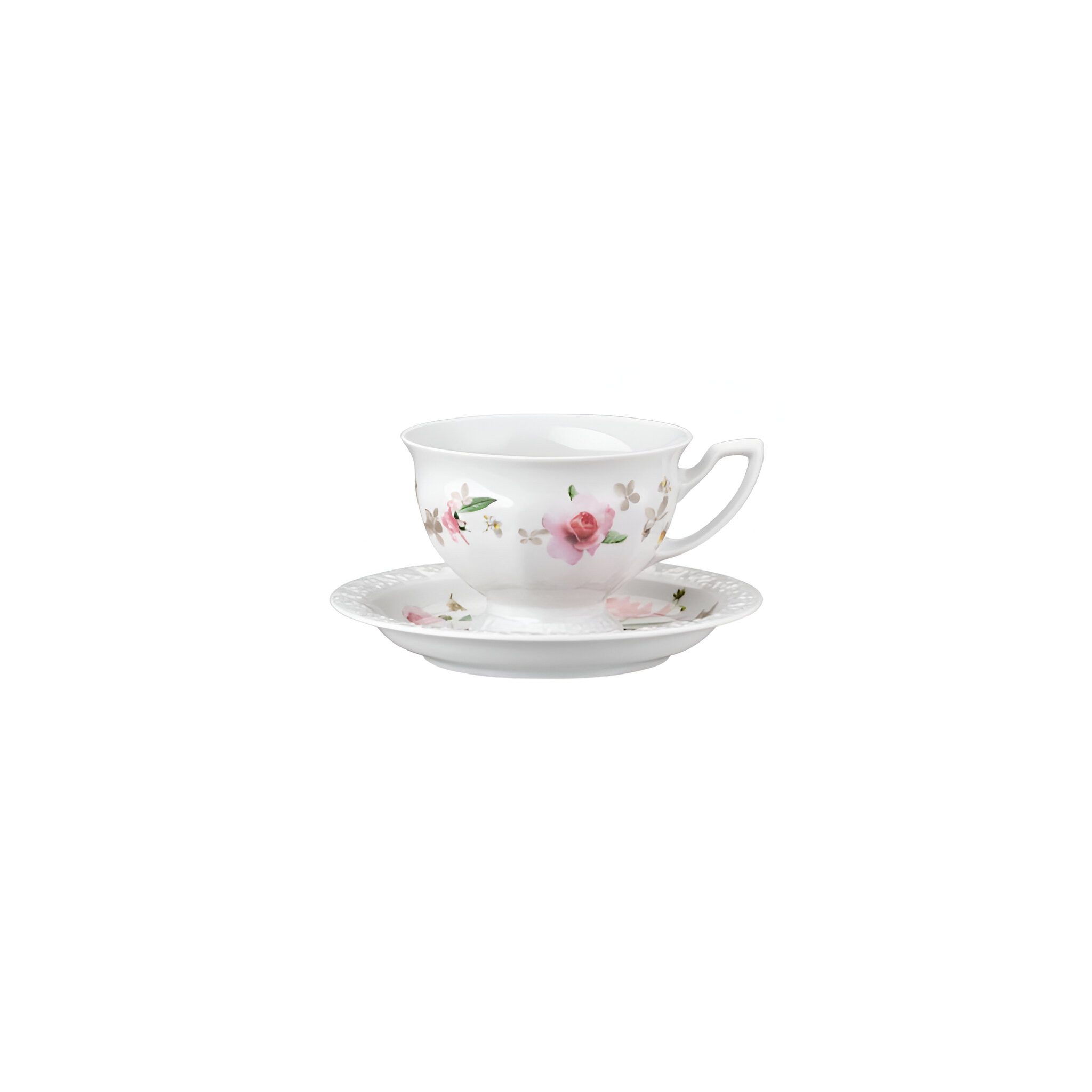 Rosenthal Tasse Kaffeetasse 2-tlg. - MARIA PINK ROSE, Porzellan, Lebensmittelkontaktsicher + Mikrowellengeeignet + Spülmaschinenfest