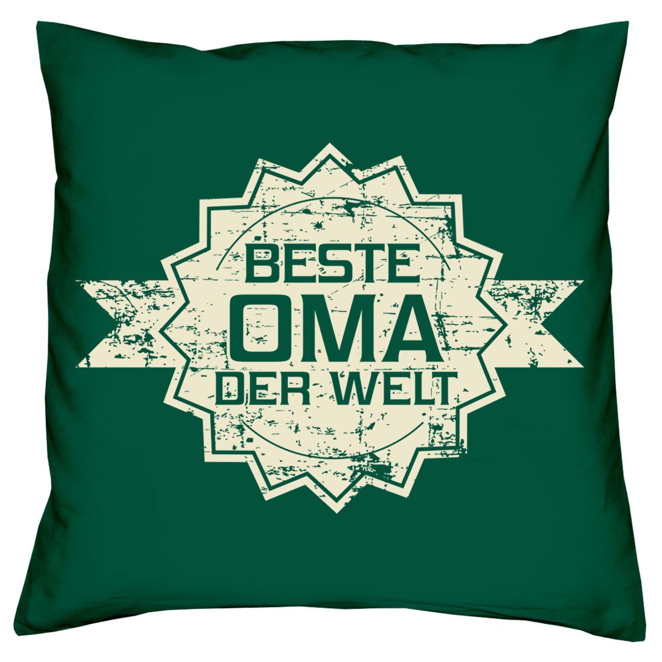 Oma der der Dekokissen Soreso® Kissen-Set Bester Urkunden, dunkelgrün Welt Beste mit Welt Stern Stern Großeltern für Opa Weihnachtsgeschenk