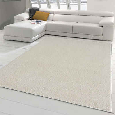 Teppich Klassischer Wohnzimmerteppich im Unidesign in creme, Teppich-Traum, rechteckig