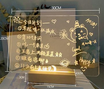 XDeer Tafel Leuchtende Acryl-Nachrichtentafel(30 x 20 cm)Kalendertafel mit zwei Markierungen, geeignet zum Dekorieren von Zuhause, Büro, geeignet zum Dekorieren von Zuhause, Büro