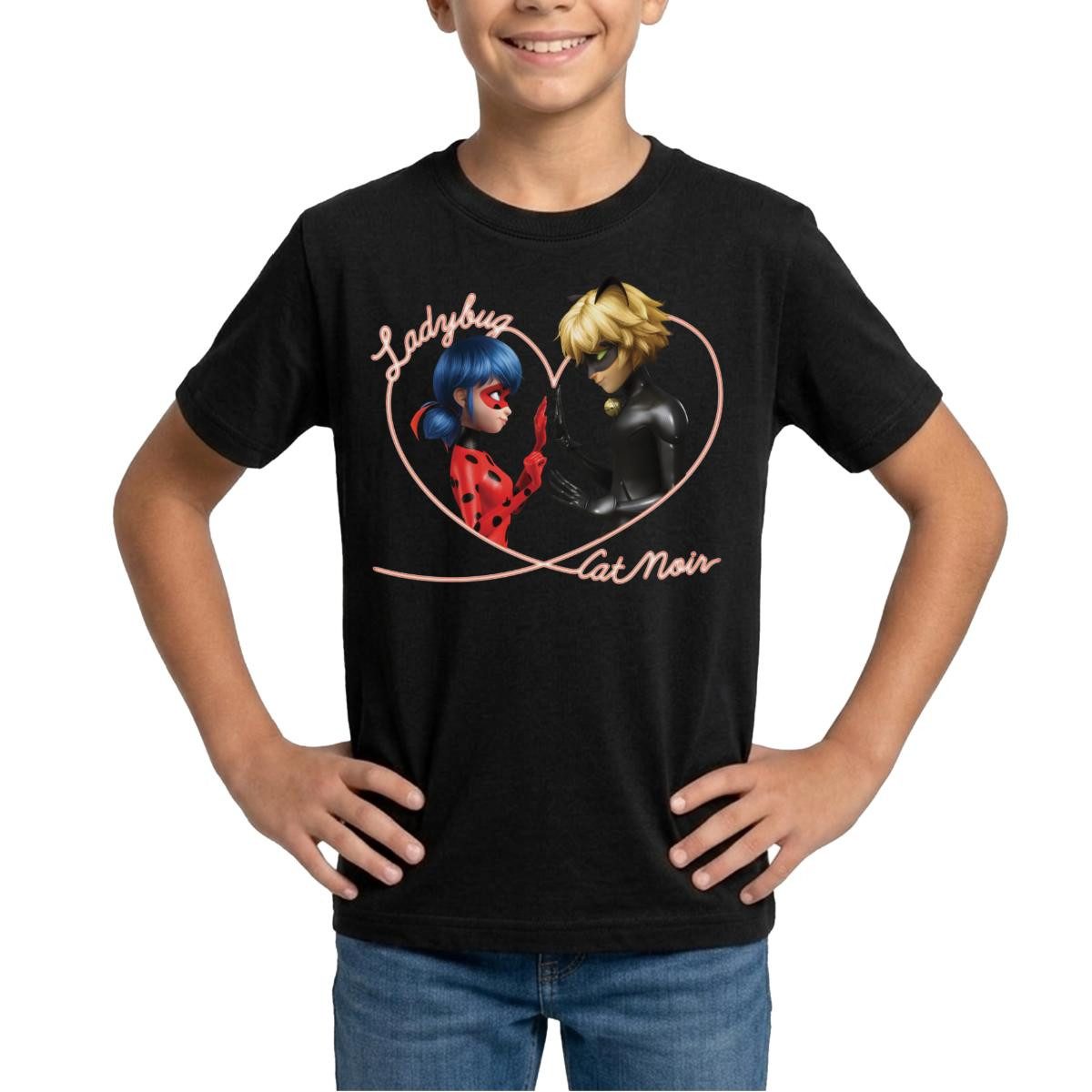 T-Shirt Miraculous Ladybug Und Cat Noir Herz Teenager T-Shirt