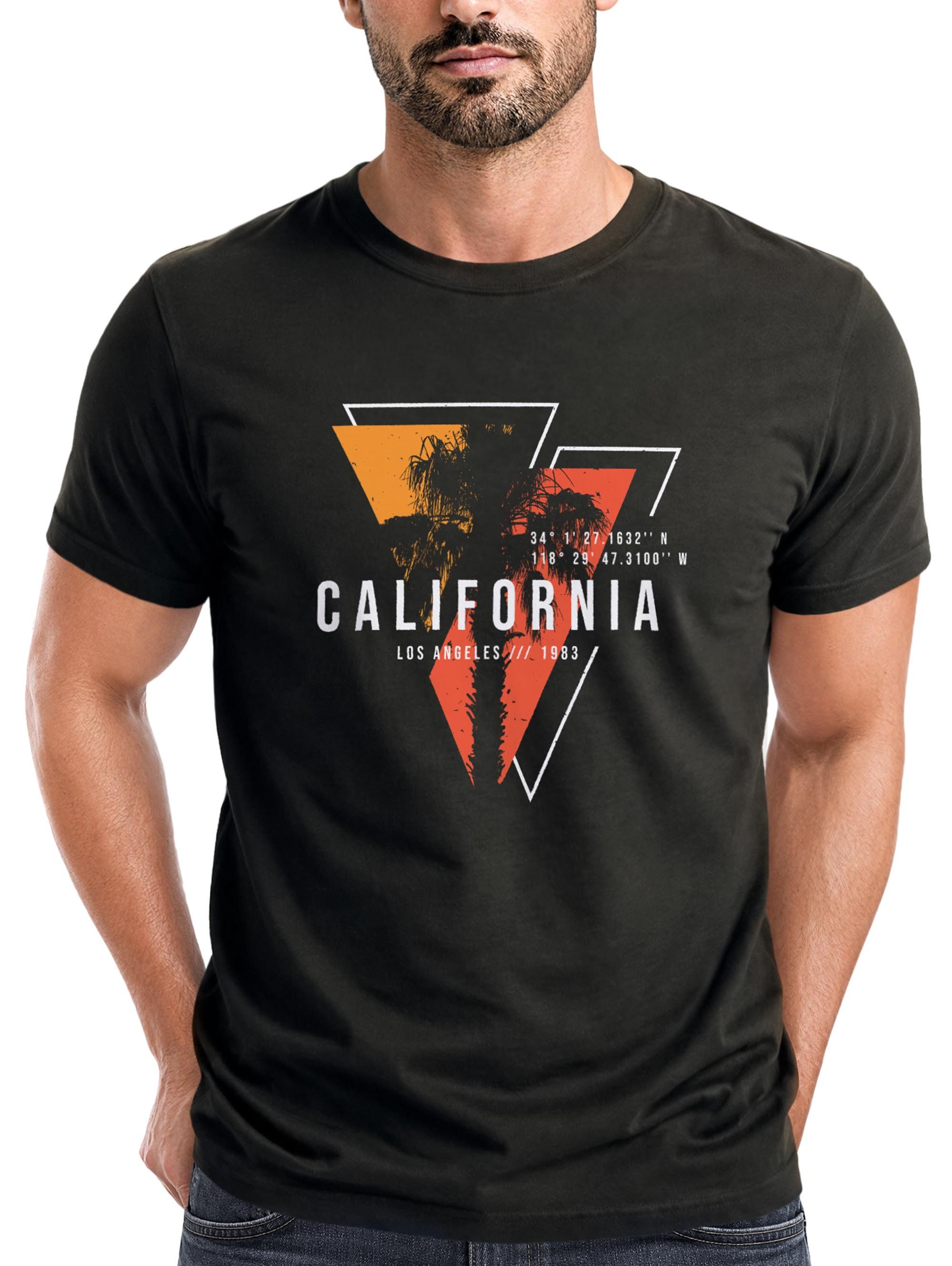 Print-Shirt Herren T-Shirt California Los Angeles Surfing Motiv Sommer Fashion