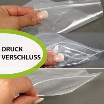 Bestlivings Aufbewahrungstasche Druckverschlussbeutel wiederverschließbar (50-tlg), transparent & unbedruckt - extra starke Ziehverschlussbeutel Polybag