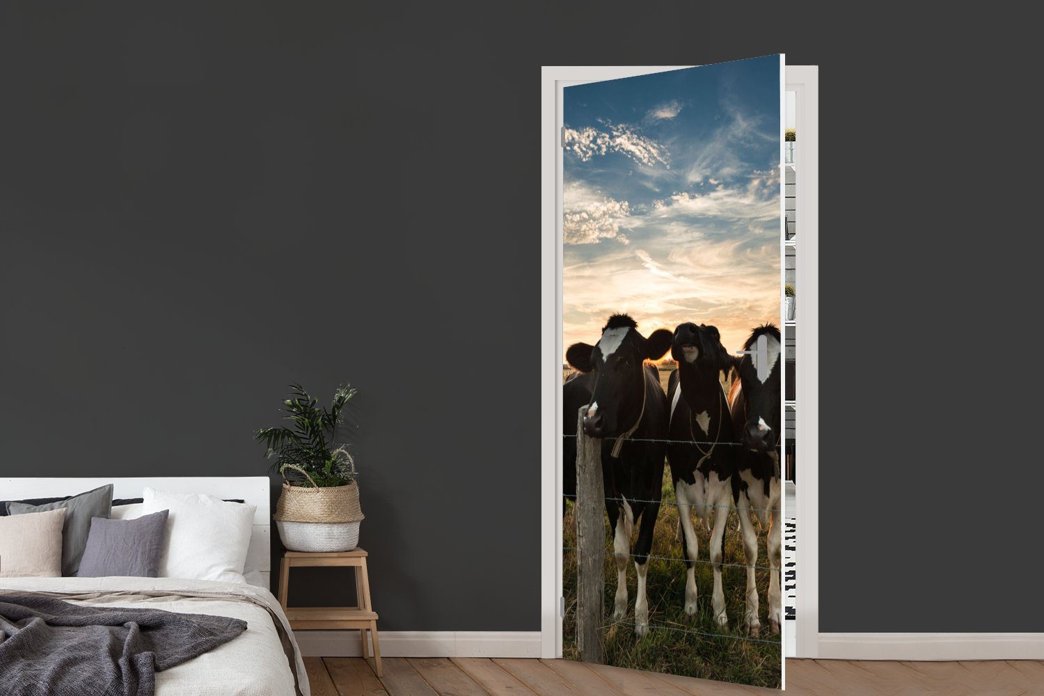 (1 Tiere St), Tür, für Fototapete Kuh, cm Türtapete Türaufkleber, Matt, 75x205 bedruckt, MuchoWow -