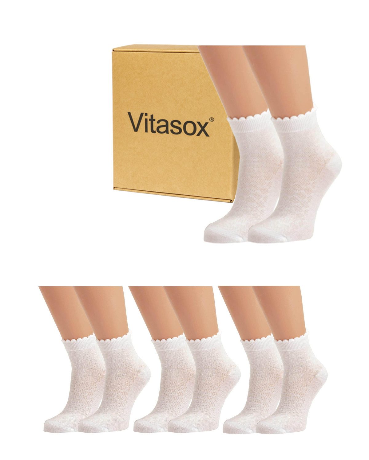 Vitasox Basicsocken für Kinder - Mädchensocken, Filetsöckchen extra fein 27-30 (3-Paar) besonders feines Material, sehr edel und filigran