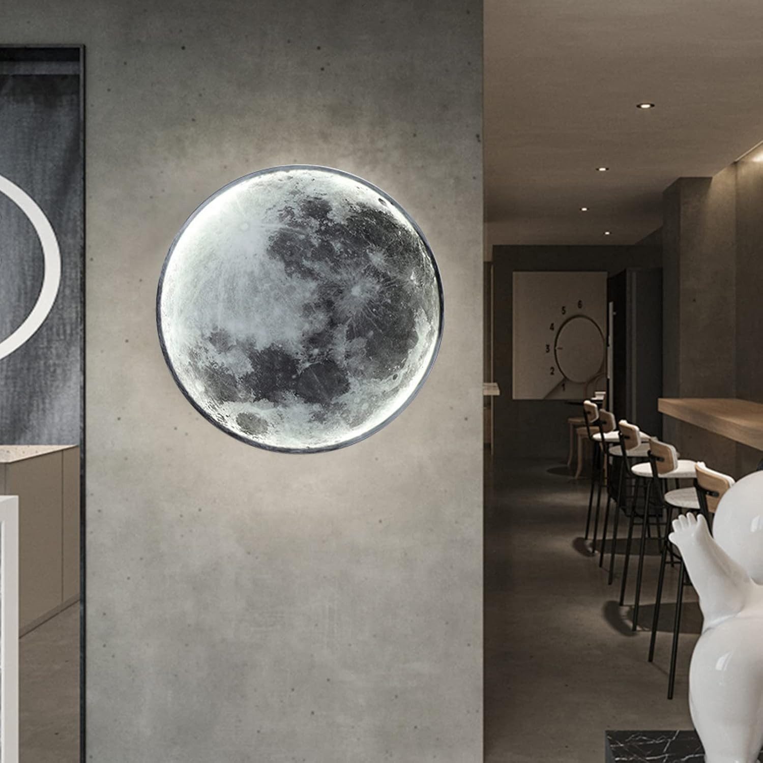 RRBEST LED Deckenleuchte Led Deckenleuchte Mond, Mond Wandleuchte Dimmbar, 3D-Druck Deckenlampe mit Fernbedienung Nachtlichtmodus