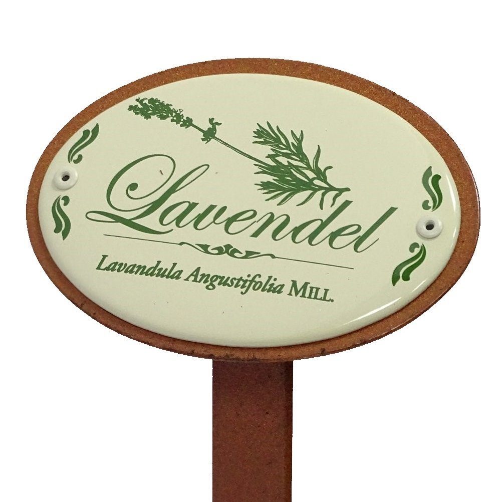 Lavendel, Kräuterschild Garten Linoows Emaille Gartenstecker Kräuterstecker