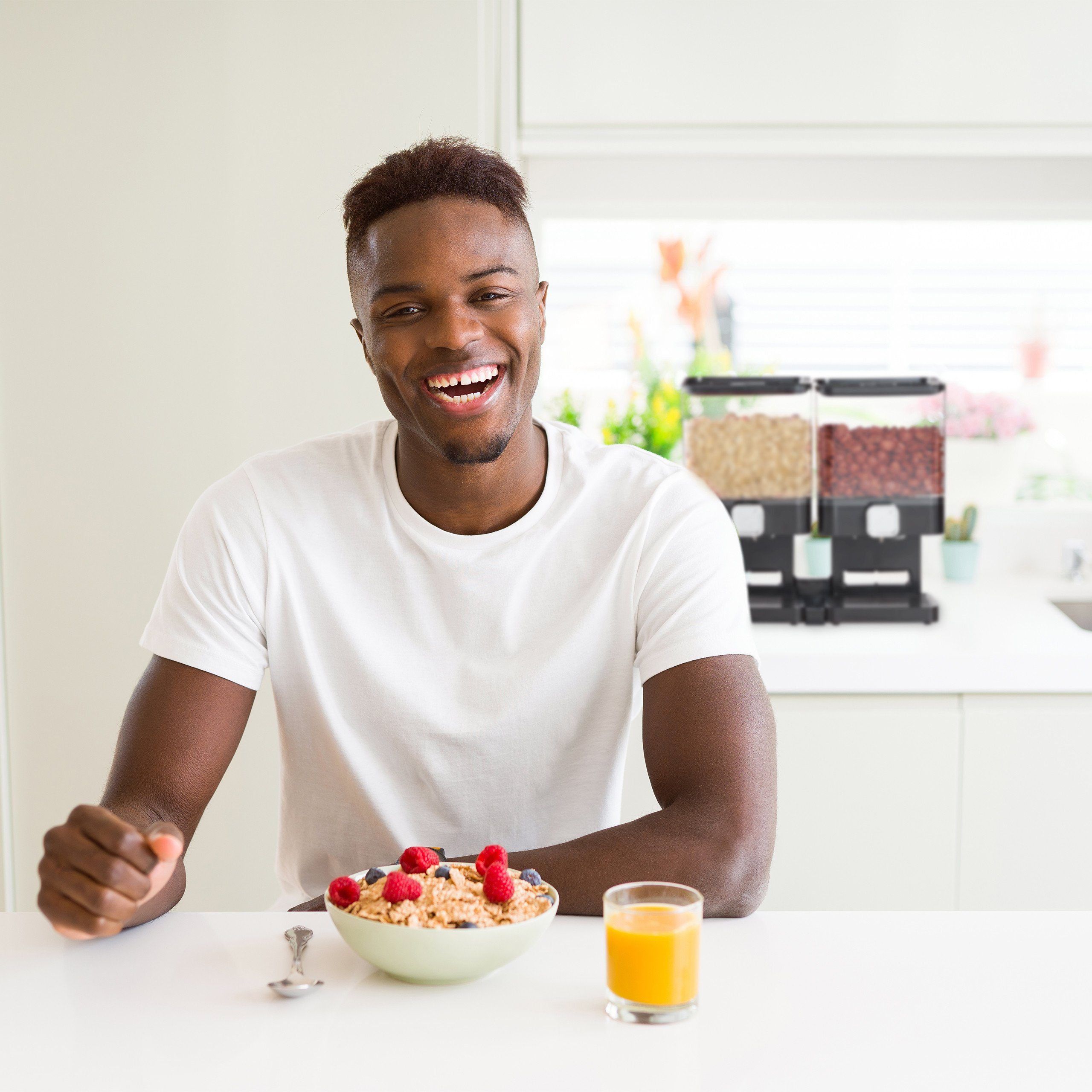 relaxdays Müslispender Doppelter Müslispender, Kunststoff, schwarz