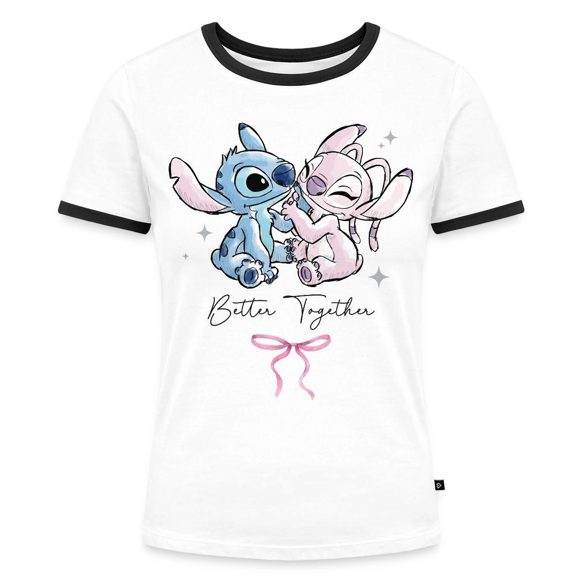 Spreadshirt T-Shirt Lilo & Stitch, Angel Und Stitch Better Together Frauen Kontrast T-Shi (1-tlg)