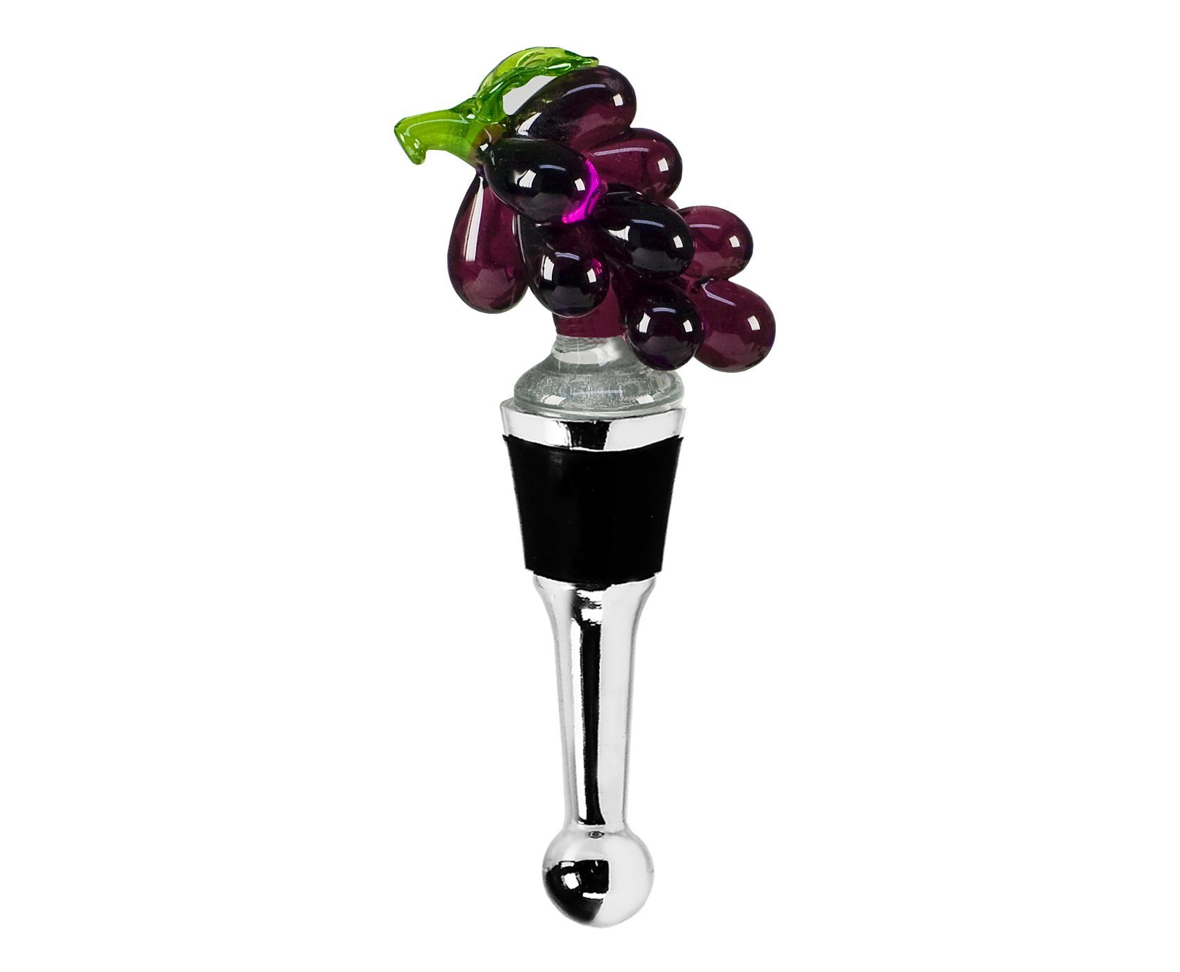 EDZARD Flaschenverschluss Trauben, Trauben-Motiv, Muranoglas-Art, handgefertigt, H 9 cm