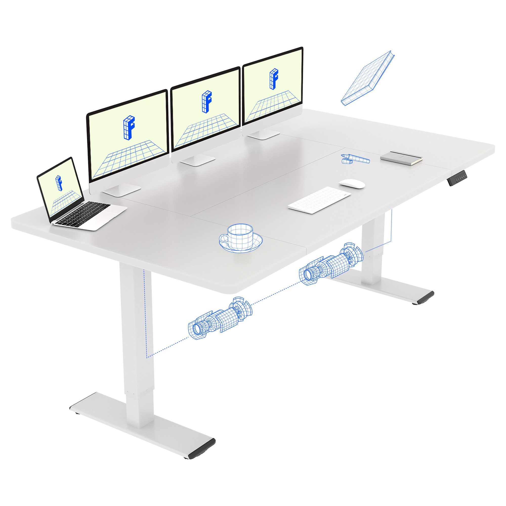 FLEXISPOT Schreibtisch Sitz-Steh-Tisch mit Memory-Funktionen (110X54/140X70/ 160X70/ 180X80/ 200X80 CM), Dual-Motor, 4 Speicherplätze, Anti-Kollisionssystem