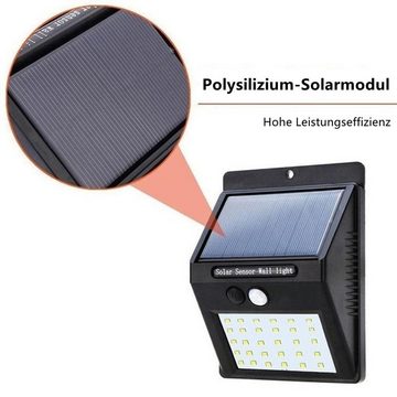 WILGOON LED Solarleuchte 4er LED Solarleuchte mit Bewegungsmelder, Außen Fluter Sensor Strahler, LED fest integriert, Außen Wasserdichte IP65 Solarlampe Sicherheitswandleuchte