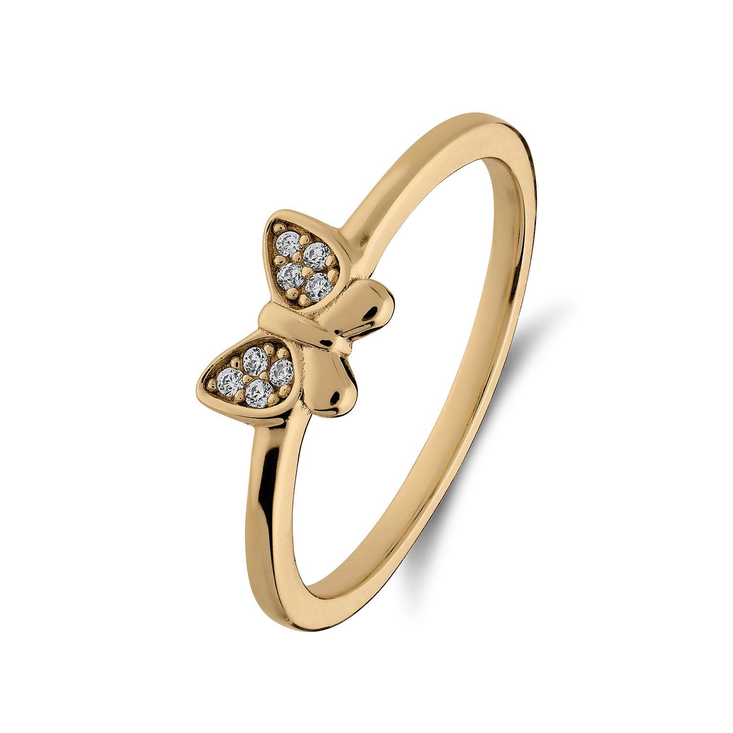 LUCARDI Fingerring Ring - 925 Silber - Gold - Zirkonia - Kinder
