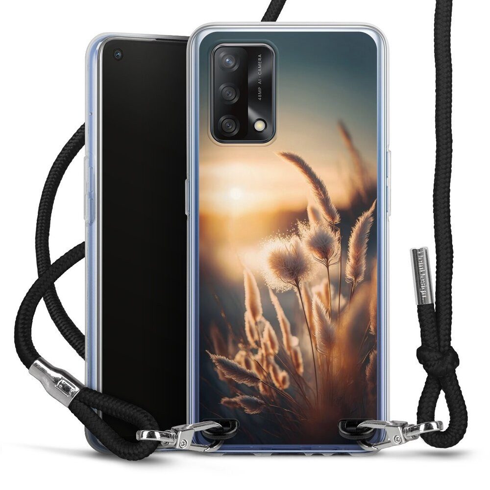 DeinDesign Handyhülle Pampasgras Sonne Natur Beautiful Back Light with AI, Oppo A74 Handykette Hülle mit Band Case zum Umhängen Cover mit Kette
