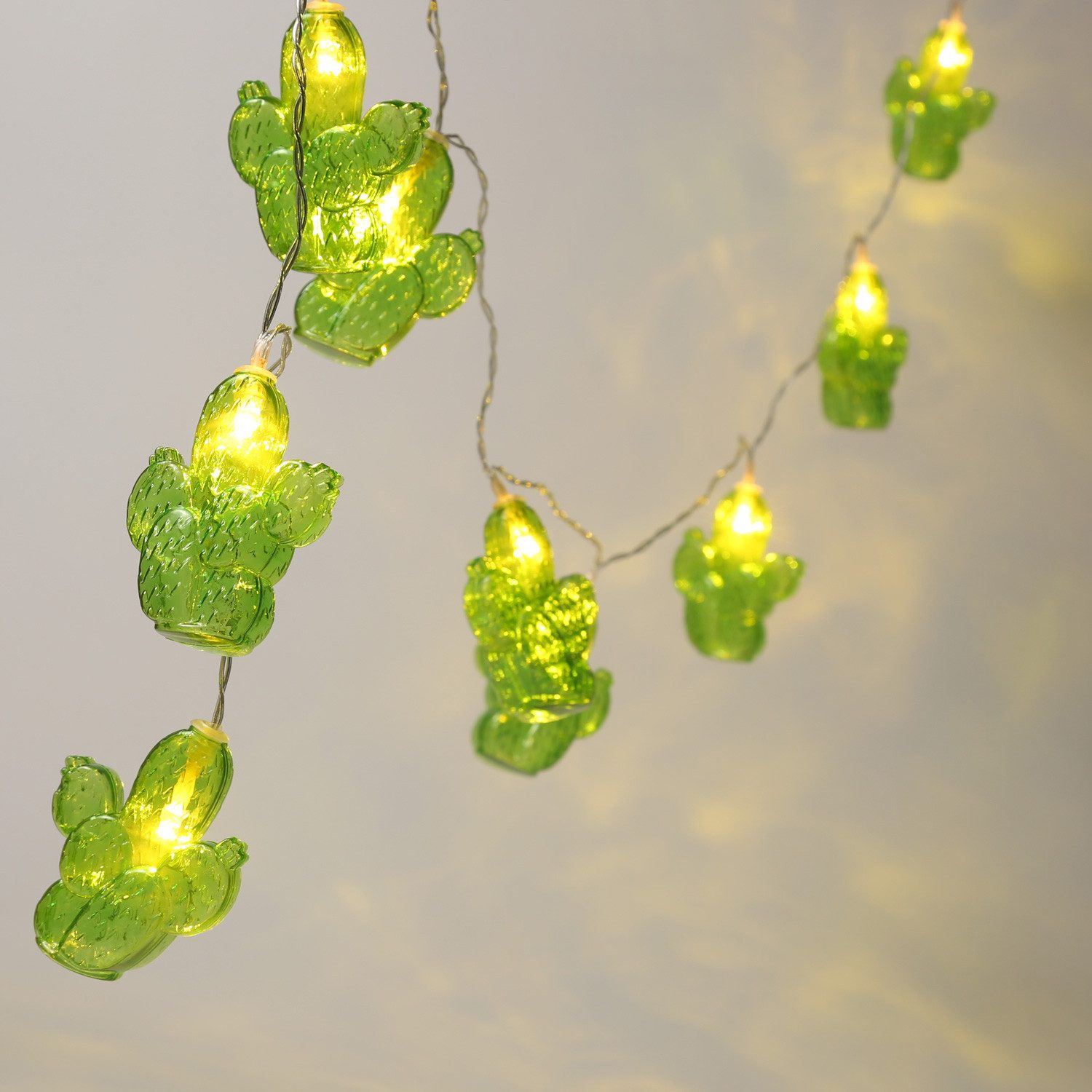 MARELIDA LED-Lichterkette LED Lichterkette Kaktus 10 warmweiße LED Batterie Sommer Party Innen, 10-flammig