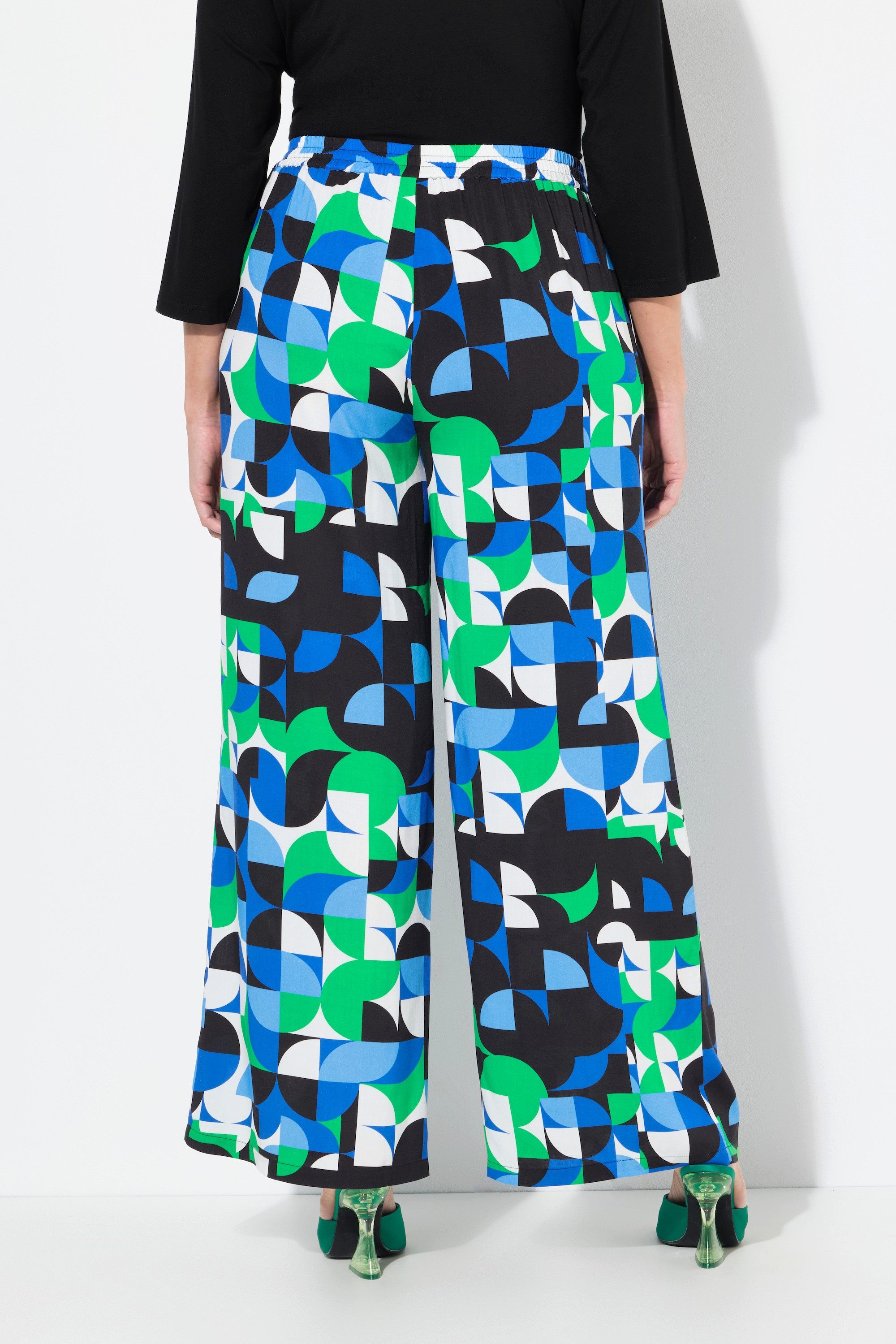 Ulla Popken Schlupfhose Hose grafischer Druck weites gerades Bein